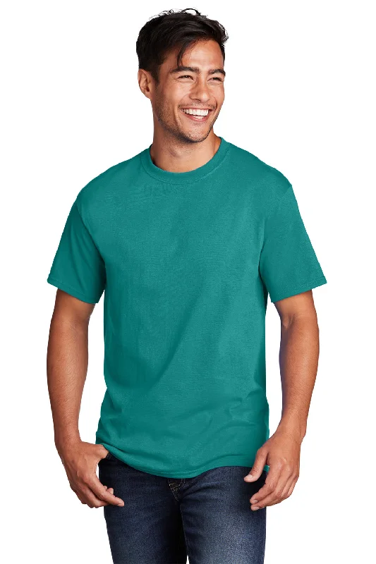 Men's short-sleeve trendy crisp-woven top-Port & Company Mens Core Short Sleeve Crewneck T-Shirt - Bright Aqua Blue