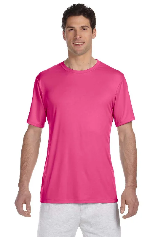 Men's short-sleeve sturdy value tee-Hanes Mens Cool DRI FreshIQ Moisture Wicking Short Sleeve Crewneck T-Shirt - Wow Pink