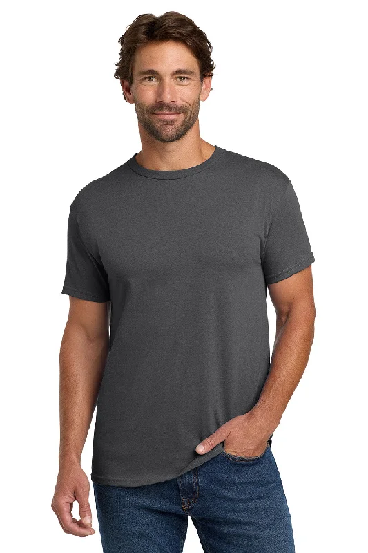 Men's short-sleeve rugged urban-tough-color-block top-Hanes Mens ComfortSoft Short Sleeve Crewneck T-Shirt - Smoke Grey