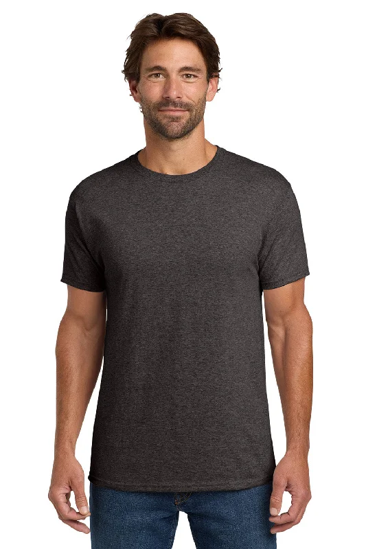 Men's short-sleeve bold sturdy-value top-Hanes Mens ComfortSoft Short Sleeve Crewneck T-Shirt - Heather Charcoal Grey