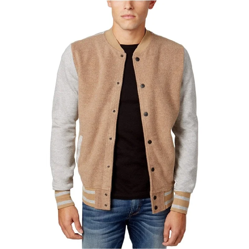 Men's zip-up jackets-Tommy Hilfiger Mens Colorblocked Bomber Jacket, Brown, X-Large