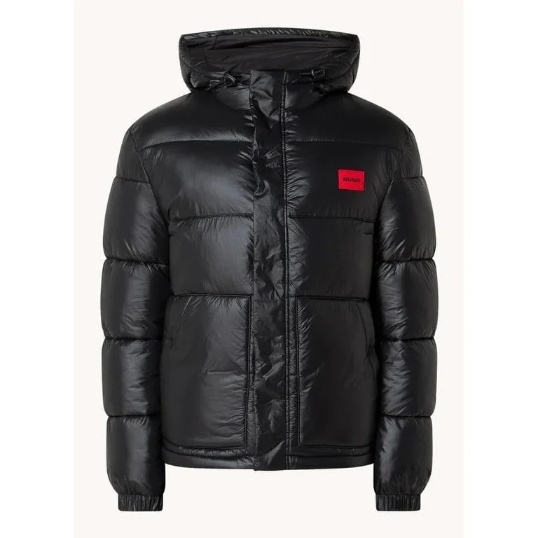 Men's affordable jackets-Hugo Mens Baro 2441 Quilted Hooded Puffer Coat Black