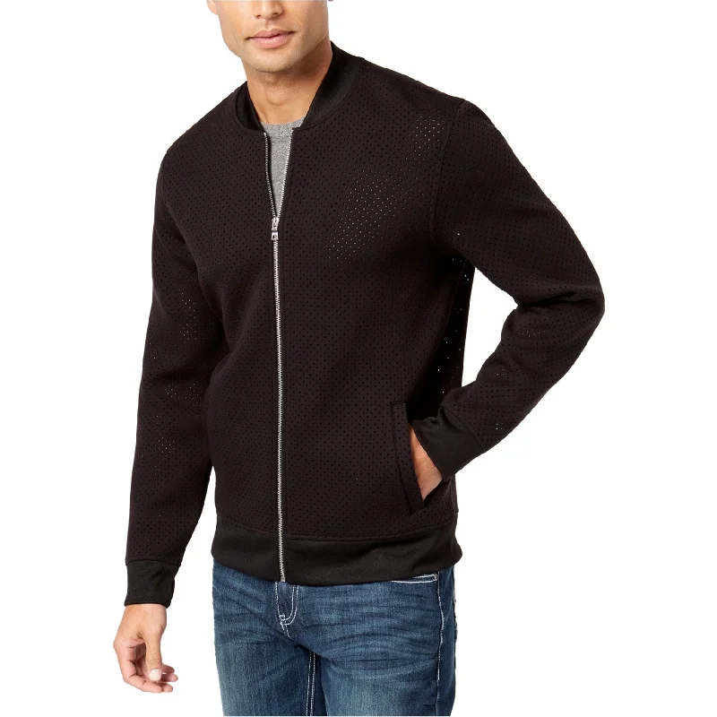 Men's blue jackets-I-N-C Mens Textured Jacket, Black, Large