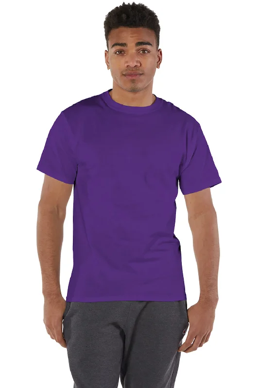 Men's short-sleeve tropical retro-rowing top-Champion Mens Short Sleeve Crewneck T-Shirt - Purple