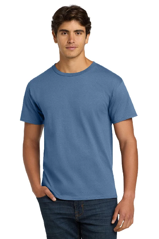 Men's short-sleeve cool rugged-urban-yachting top-Hanes Mens ComfortSoft Short Sleeve Crewneck T-Shirt - Denim Blue