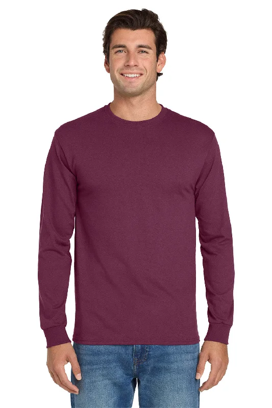 Men's short-sleeve tropical retro-chic-amethyst top-Jerzees Mens Dri-Power Moisture Wicking Long Sleeve Crewneck T-Shirt - Maroon