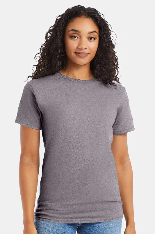 Men's short-sleeve neutral casual-bold-rich-sporty-perforated shirt-Hanes Mens ComfortSoft Short Sleeve Crewneck T-Shirt - Graphite Grey