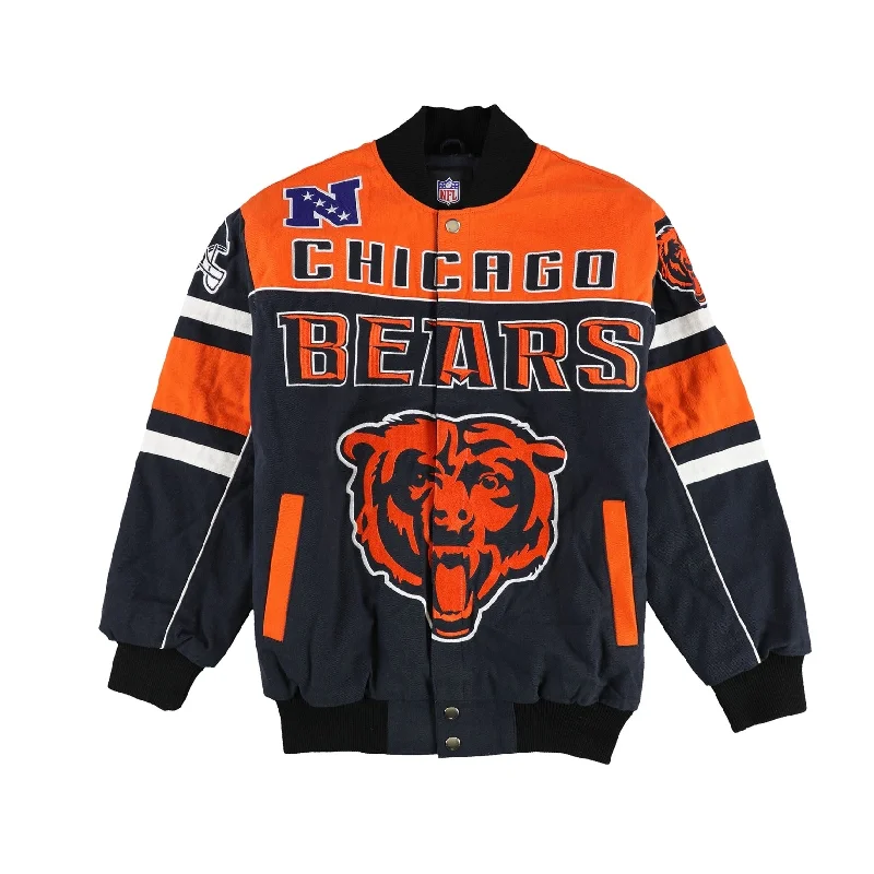 Men's affordable rain jackets-G-III Sports Mens Chicago Bears Varsity Jacket, Blue, Medium