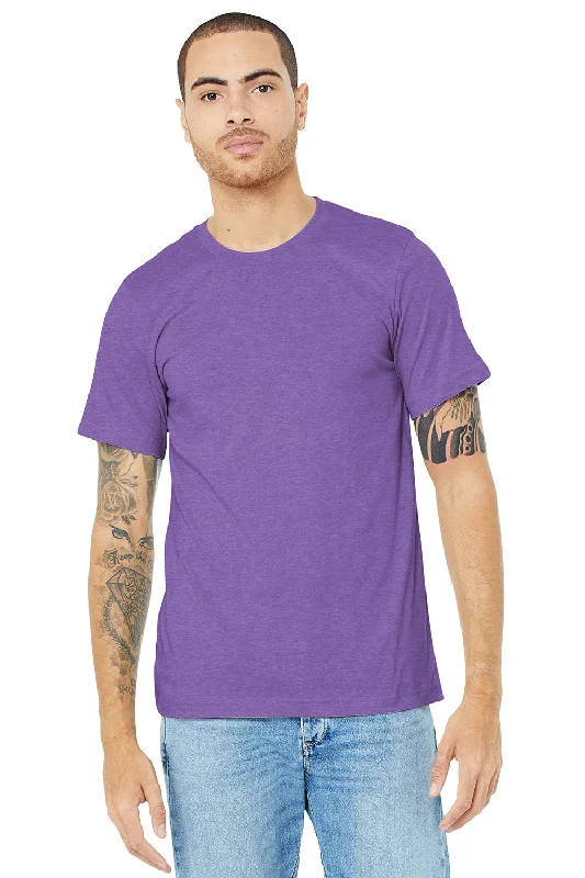 Men's short-sleeve retro cool-rugged-urban-deep-obsidian shirt-Bella + Canvas Mens Heather CVC Short Sleeve Crewneck T-Shirt - Heather Team Purple