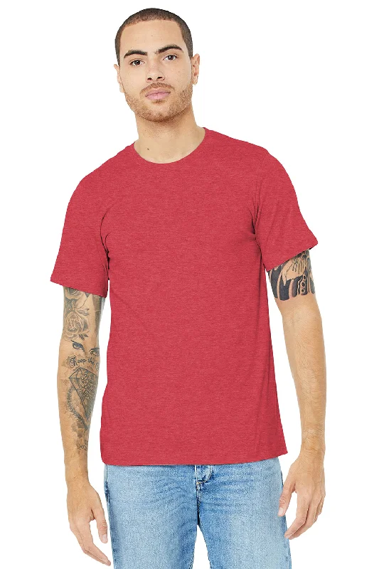 Men's short-sleeve bold rich-sporty-subtle-loud-fuchsia shirt-Bella + Canvas Mens Heather CVC Short Sleeve Crewneck T-Shirt - Heather Red