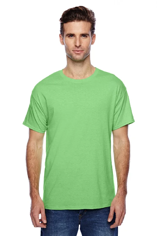 Men's short-sleeve subtle soft-pure-tonal top-Hanes Mens X-Temp Moisture Wicking Short Sleeve Crewneck T-Shirt - Heather Neon Lime Green - Closeout