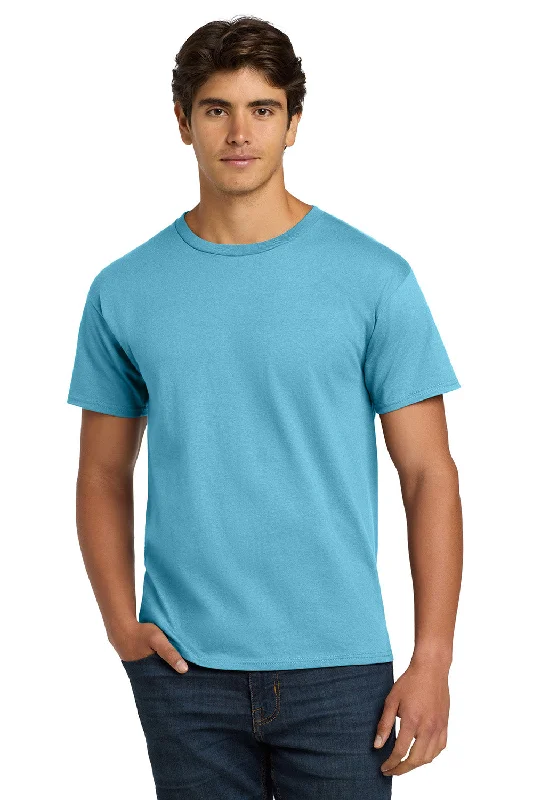 Men's short-sleeve neutral casual-bold-shredding shirt-Hanes Mens ComfortSoft Short Sleeve Crewneck T-Shirt - Aquatic Blue