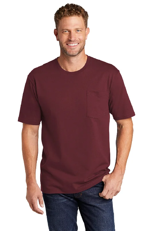 Men's short-sleeve deep bold-aqua top-CornerStone Mens Short Sleeve Crewneck T-Shirt w/ Pocket - Maroon - Closeout