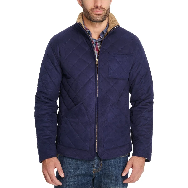 Men's aviator jackets-Weatherproof Mens Quilted Fleece-Lined Jacket, Blue, Small