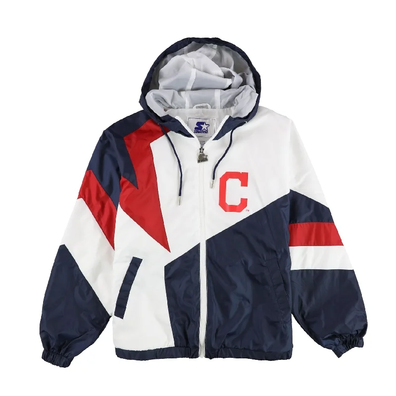 Men's slim fit bomber jackets-STARTER Mens Cleveland Indians Omni-Shade Windbreaker Jacket, Multicoloured, Medium