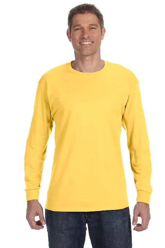 Men's short-sleeve draped fast-wicking shirt-Jerzees Mens Dri-Power Moisture Wicking Long Sleeve Crewneck T-Shirt - Island Yellow