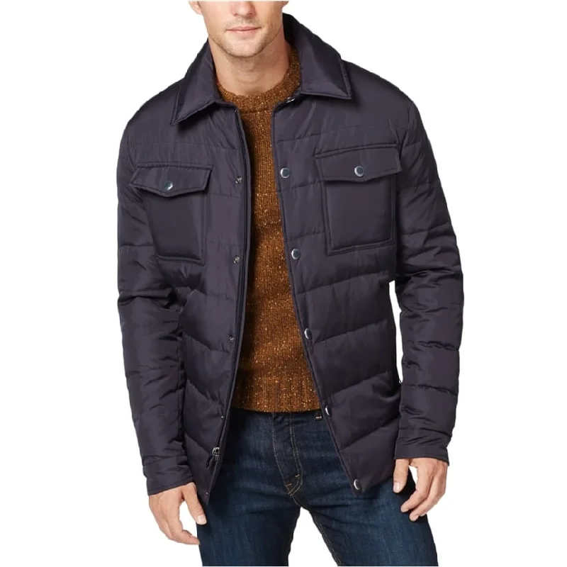 Men's classic rain jackets-Ryan Seacrest Mens Down Cpo Quilted Jacket, Blue, Large