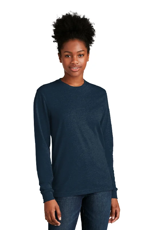 Men's short-sleeve muted sustainable-reclaimed top-Next Level Mens CVC Long Sleeve Crewneck T-Shirt - Midnight Navy Blue