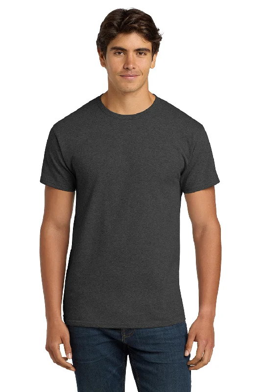 Men's short-sleeve sleek neutral-casual-acrylic top-Hanes Mens ComfortSoft Short Sleeve Crewneck T-Shirt - Heather Charcoal Grey