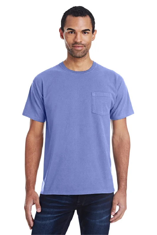 Men's short-sleeve warm jam-session tee-ComfortWash By Hanes Mens Short Sleeve Crewneck T-Shirt w/ Pocket - Deep Forte Purple