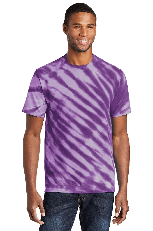 Men's short-sleeve soft trendy-slim-navy tee-Port & Company Mens Tie-Dye Short Sleeve Crewneck T-Shirt - Purple