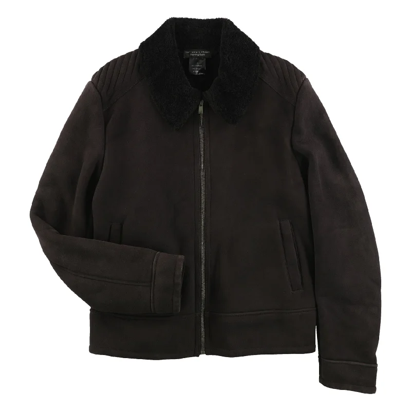 Men's outlet jackets-The Men's Store Mens Lambs Skin Jacket, Brown, Large