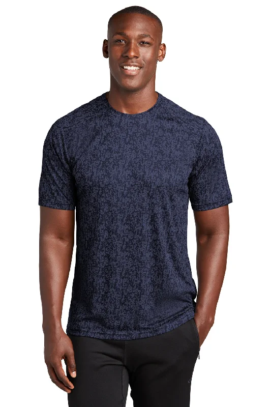 Men's short-sleeve soft trendy-fresh-citron top-Sport-Tek Mens Digi Camo Moisture Wicking Short Sleeve Crewneck T-Shirt - True Navy Blue