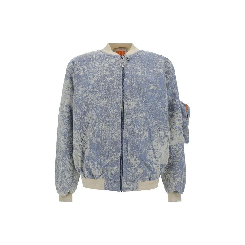 Men's commuter jackets-PDF Channel blue Dust Bomber Men's Jacket