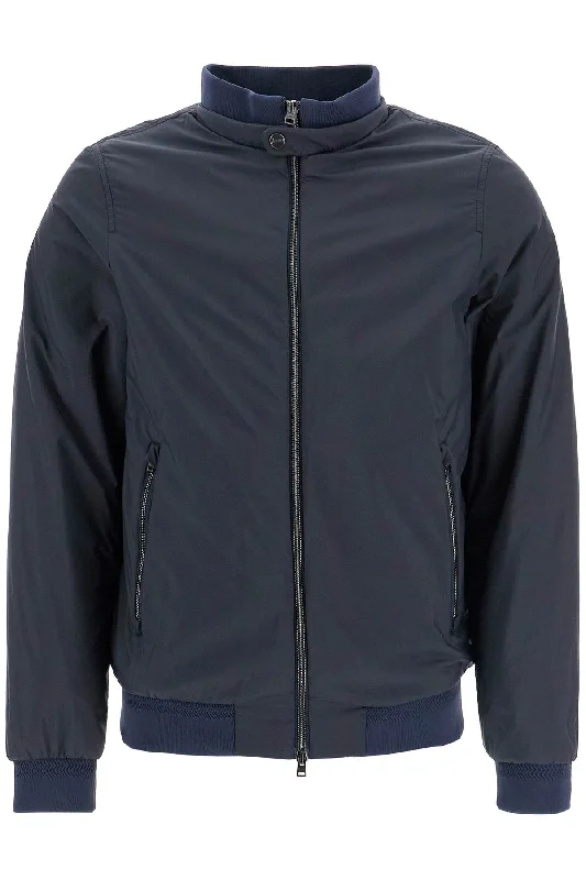 Men's trendy jackets-Herno Men's Bomber Impermeabile Leggero In Poliammide blue Scuro Con Zip E Tasche