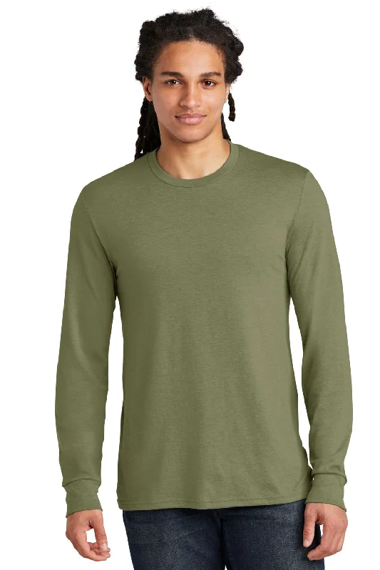 Men's short-sleeve trendy crisp-woven top-District Mens Perfect Tri Long Sleeve Crewneck T-Shirt - Military Green Frost