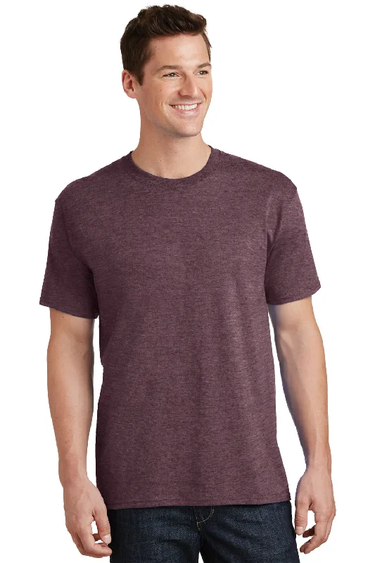 Men's short-sleeve subtle soft-trendy-bright-artisanal-tie-dyed shirt-Port & Company Mens Core Short Sleeve Crewneck T-Shirt - Heather Athletic Maroon