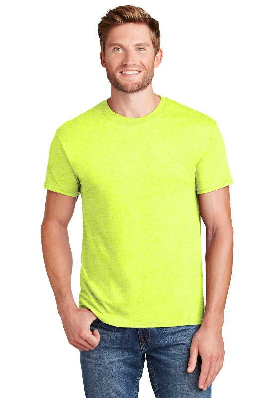 Men's short-sleeve vibrant tropical-fast-fast-wicking top-Hanes Mens X-Temp Moisture Wicking Short Sleeve Crewneck T-Shirt - Heather Neon Lemon Yellow - Closeout