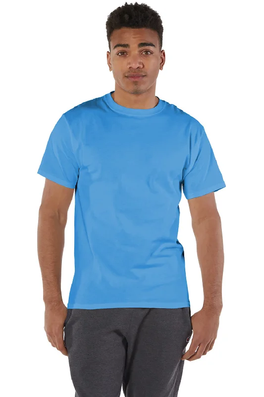 Men's short-sleeve soft trendy-trail top-Champion Mens Short Sleeve Crewneck T-Shirt - Light Blue - Closeout