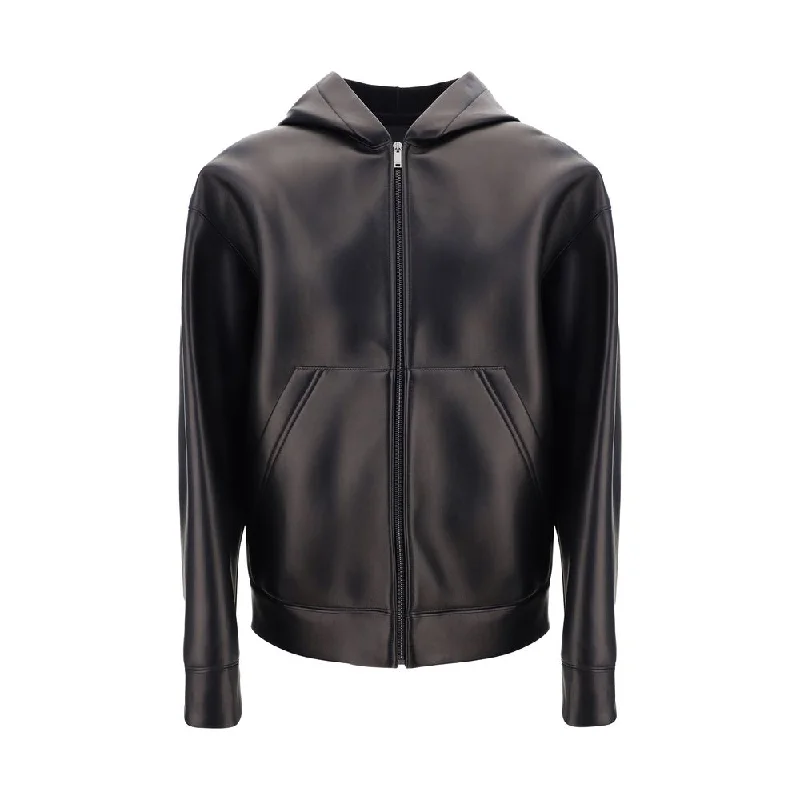 Men's premium jackets-Valentino Pap Leather Men's Jacket