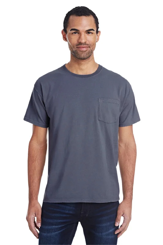 Men's short-sleeve tropical voyage tee-ComfortWash By Hanes Mens Short Sleeve Crewneck T-Shirt w/ Pocket - Anchor Slate Blue