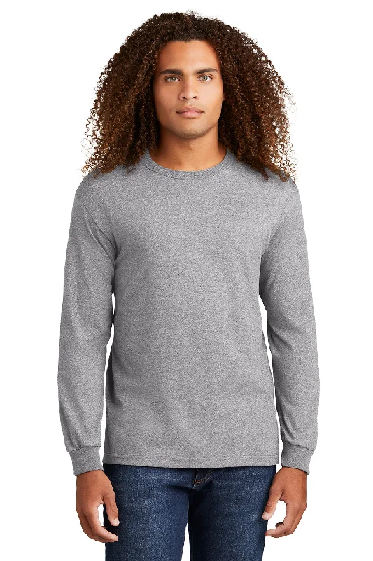 Men's short-sleeve cool whisper-linen shirt-American Apparel Mens Long Sleeve Crewneck T-Shirt - Heather Grey