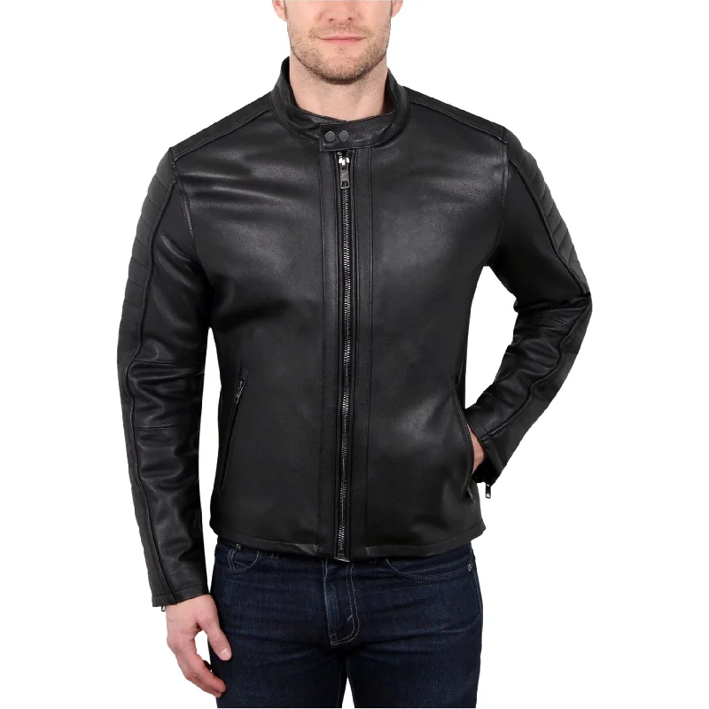 Men's tailored leather jackets-William Rast Mens Leather Motorcycle Jacket, Black, X-Large