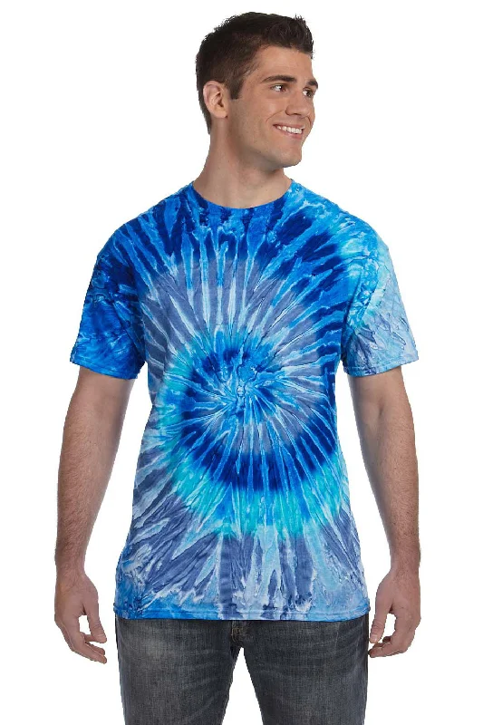 Men's short-sleeve soft trendy-pastel-tone shirt-Tie-Dye Mens Short Sleeve Crewneck T-Shirt - Blue Jerry