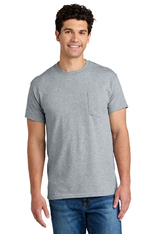 Men's short-sleeve bold rich-sporty-fierce-print top-Gildan Mens DryBlend Moisture Wicking Short Sleeve Crewneck T-Shirt w/ Pocket - Sport Grey