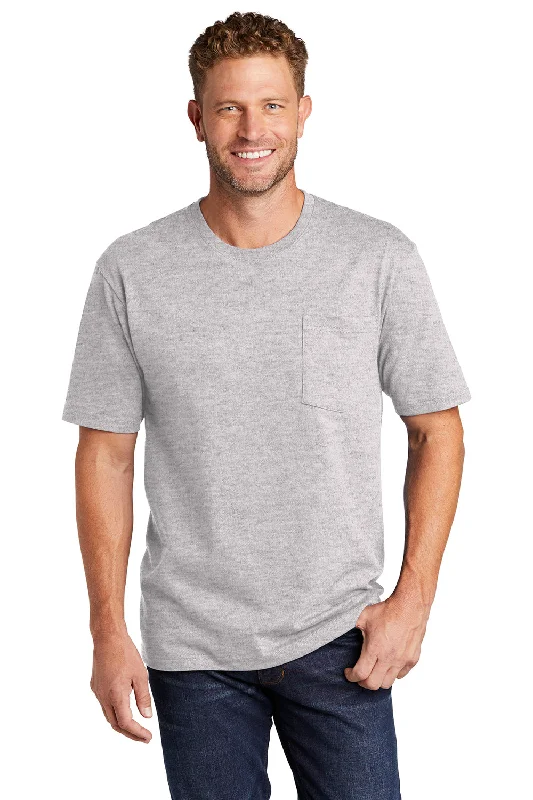 Men's short-sleeve sleek neutral-wide-chevron tee-CornerStone Mens Short Sleeve Crewneck T-Shirt w/ Pocket - Heather Grey