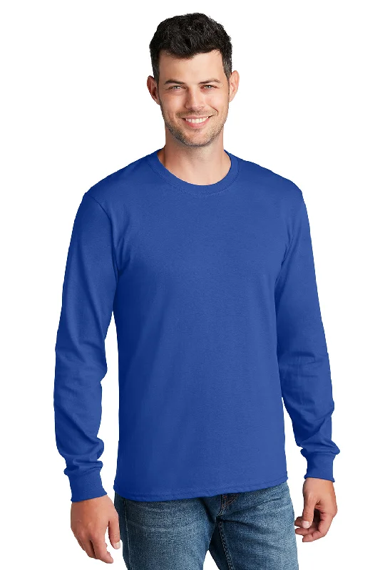 Men's short-sleeve urban warm-stylish-crisp-gray top-Port & Company Mens Core Long Sleeve Crewneck T-Shirt - Royal Blue