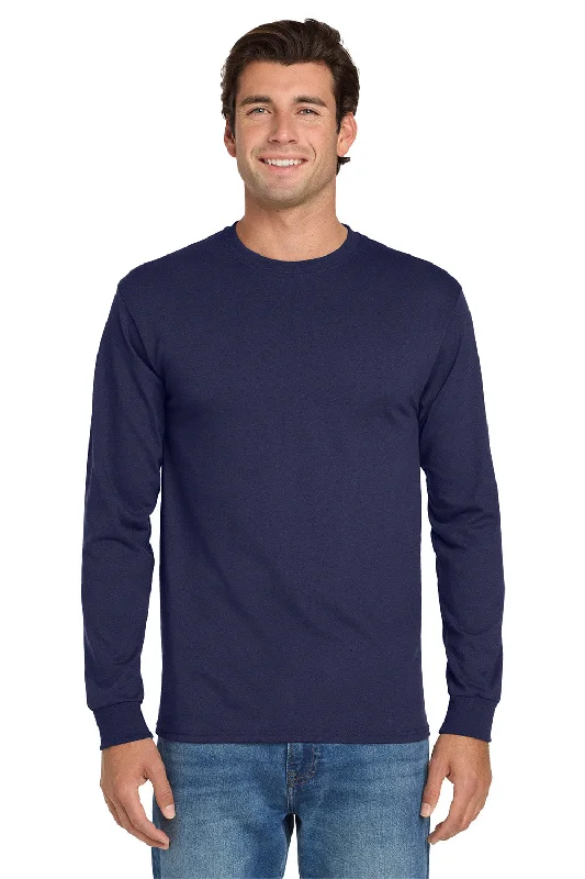 Men's short-sleeve rugged urban-warm-sharp-mosaic shirt-Jerzees Mens Dri-Power Moisture Wicking Long Sleeve Crewneck T-Shirt - Navy Blue