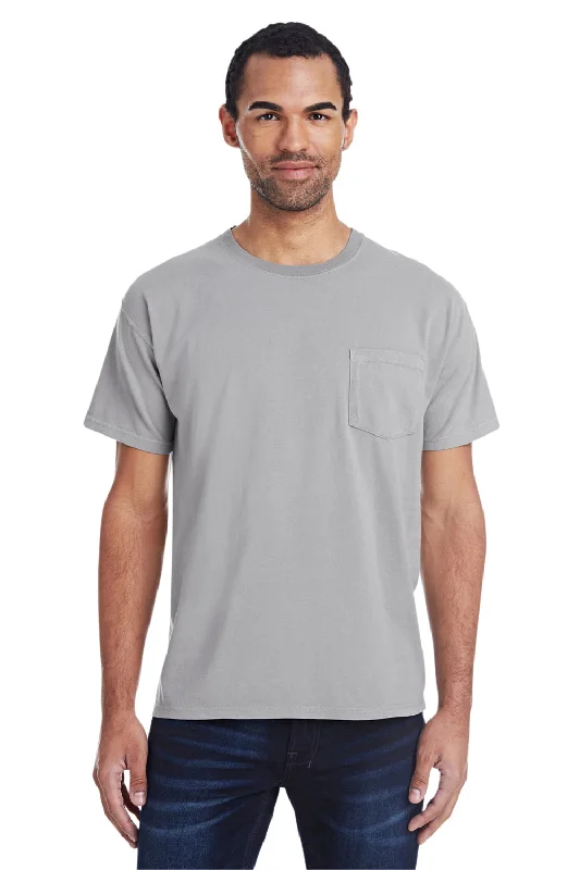 Men's short-sleeve soft grill tee-ComfortWash By Hanes Mens Short Sleeve Crewneck T-Shirt w/ Pocket - Concrete Grey