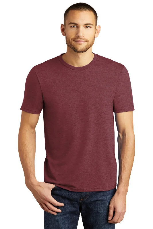 Men's short-sleeve retro plush-mock-neck top-District Mens Perfect Tri Short Sleeve Crewneck T-Shirt - Maroon Frost