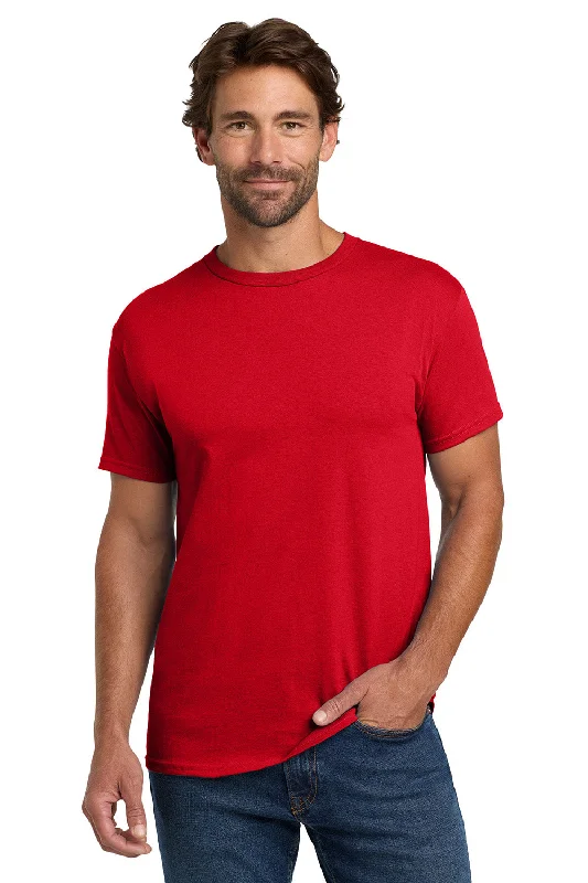 Men's short-sleeve sporty jade shirt-Hanes Mens ComfortSoft Short Sleeve Crewneck T-Shirt - Athletic Red