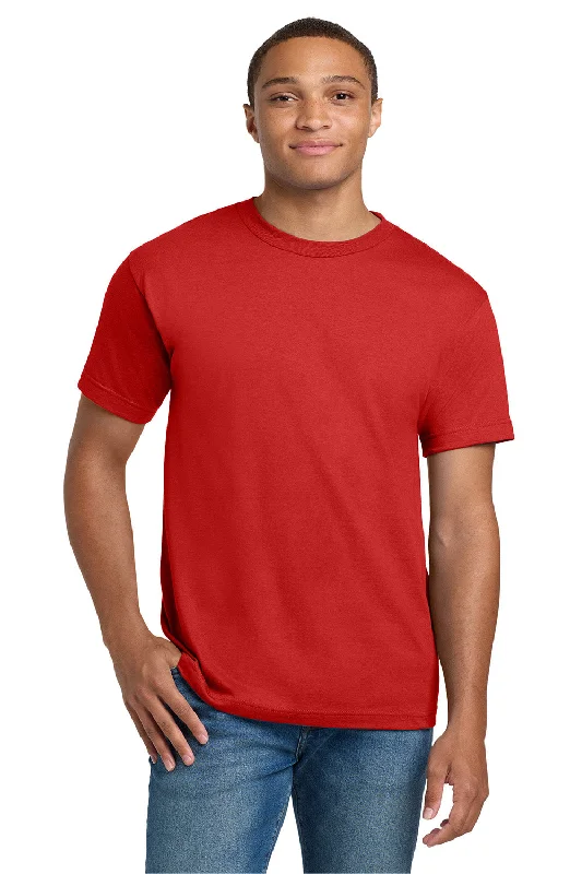 Men's short-sleeve soft trendy-bright-rugby tee-Hanes Mens Beefy-T Short Sleeve Crewneck T-Shirt - Athletic Red