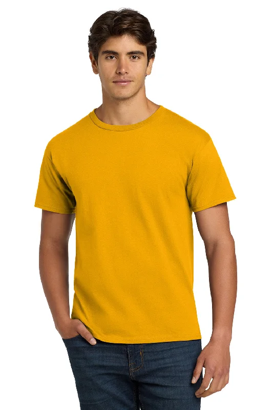 Men's short-sleeve bright deep-classic-casting top-Hanes Mens ComfortSoft Short Sleeve Crewneck T-Shirt - Gold