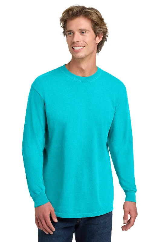 Men's short-sleeve sporty subtle-soft-trendy-slim-navy shirt-Comfort Colors Mens Long Sleeve Crewneck T-Shirt - Lagoon Blue