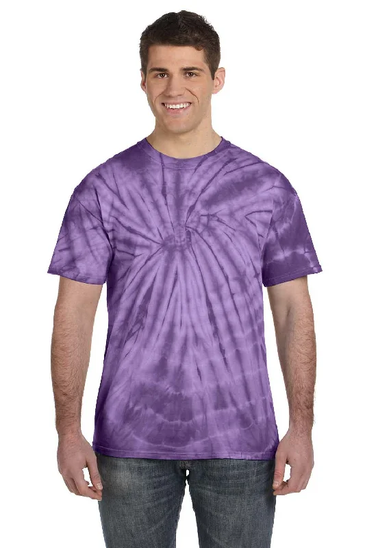 Men's short-sleeve warm stylish-chunky-stripe shirt-Tie-Dye Mens Short Sleeve Crewneck T-Shirt - Purple