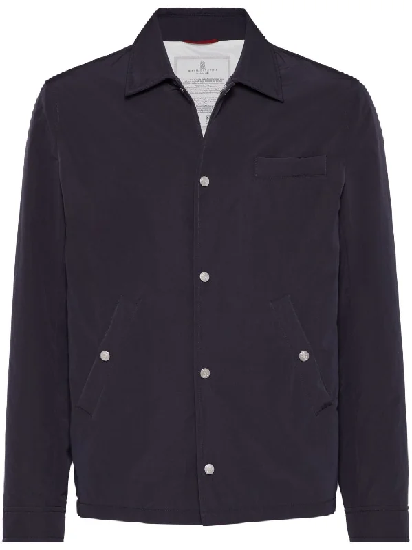 Men's navy pea coats jackets-Brunello Cucinelli Men's Jackets blue